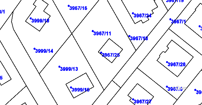 Parcela st. 3967/25 v KÚ Česká Lípa, Katastrální mapa