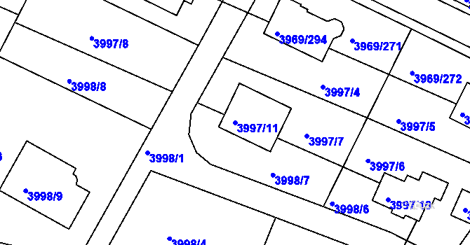 Parcela st. 3997/11 v KÚ Česká Lípa, Katastrální mapa