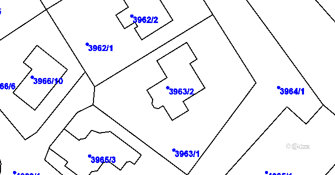 Parcela st. 3963/2 v KÚ Česká Lípa, Katastrální mapa