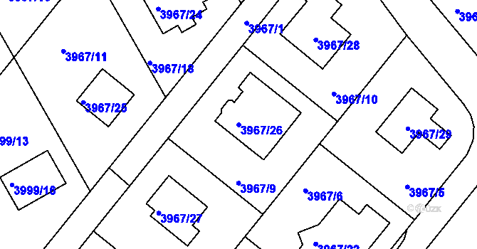Parcela st. 3967/26 v KÚ Česká Lípa, Katastrální mapa