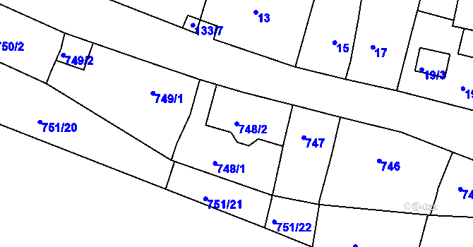 Parcela st. 748/2 v KÚ Česká Lípa, Katastrální mapa