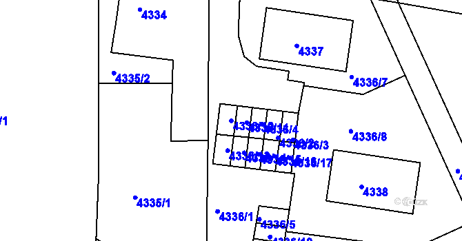 Parcela st. 4336/12 v KÚ Česká Lípa, Katastrální mapa