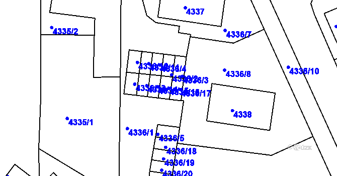 Parcela st. 4336/16 v KÚ Česká Lípa, Katastrální mapa