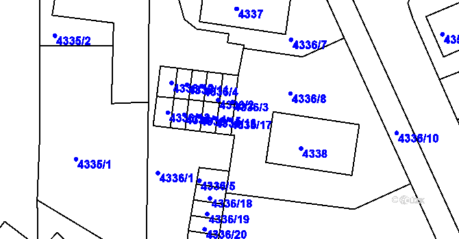 Parcela st. 4336/17 v KÚ Česká Lípa, Katastrální mapa