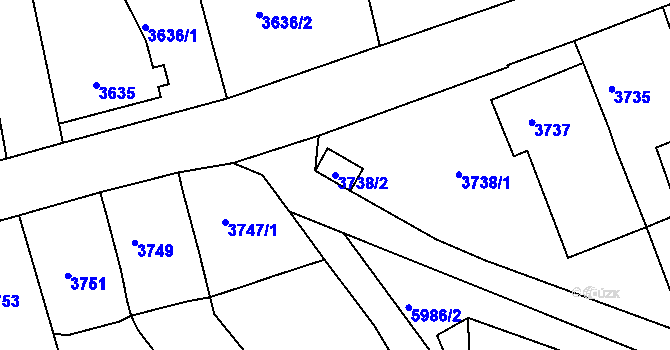 Parcela st. 3738/2 v KÚ Česká Lípa, Katastrální mapa