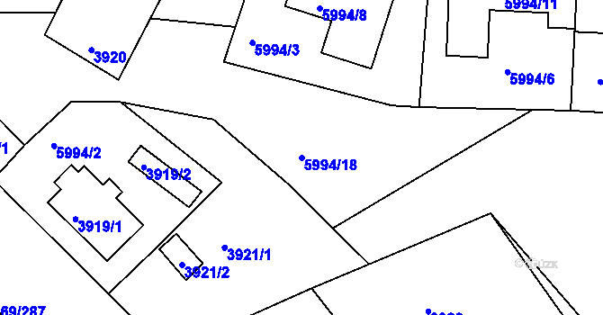 Parcela st. 5994/18 v KÚ Česká Lípa, Katastrální mapa