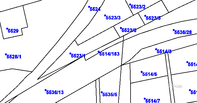 Parcela st. 5514/183 v KÚ Česká Lípa, Katastrální mapa