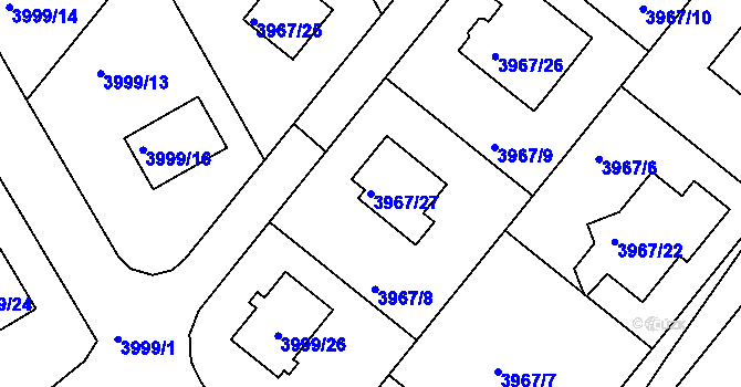 Parcela st. 3967/27 v KÚ Česká Lípa, Katastrální mapa