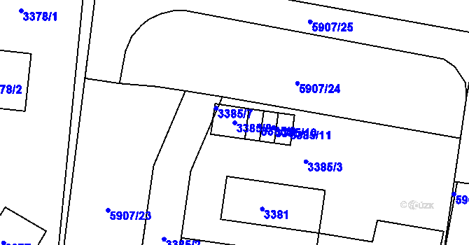 Parcela st. 3385/8 v KÚ Česká Lípa, Katastrální mapa