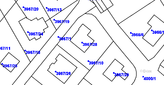 Parcela st. 3967/28 v KÚ Česká Lípa, Katastrální mapa