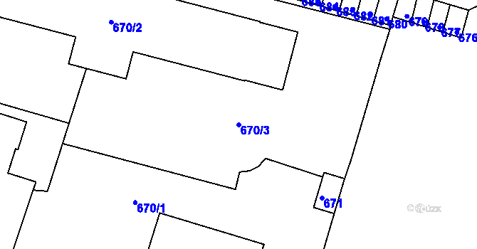Parcela st. 670/3 v KÚ Česká Lípa, Katastrální mapa