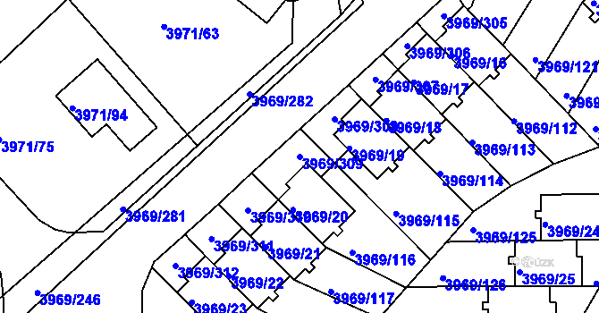 Parcela st. 3969/309 v KÚ Česká Lípa, Katastrální mapa