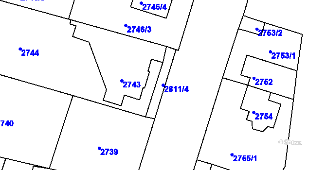 Parcela st. 2811/4 v KÚ Česká Lípa, Katastrální mapa