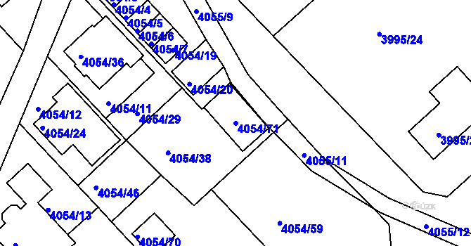 Parcela st. 4054/71 v KÚ Česká Lípa, Katastrální mapa