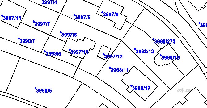 Parcela st. 3997/12 v KÚ Česká Lípa, Katastrální mapa