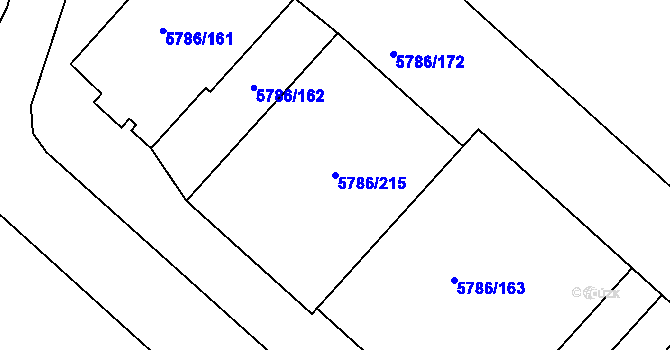 Parcela st. 5786/215 v KÚ Česká Lípa, Katastrální mapa