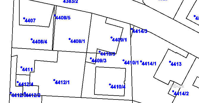 Parcela st. 4410/3 v KÚ Česká Lípa, Katastrální mapa