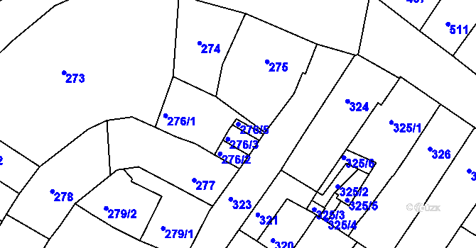 Parcela st. 276/5 v KÚ Česká Lípa, Katastrální mapa