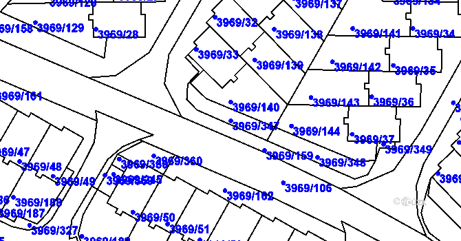 Parcela st. 3969/347 v KÚ Česká Lípa, Katastrální mapa