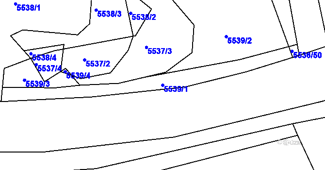 Parcela st. 5539/1 v KÚ Česká Lípa, Katastrální mapa