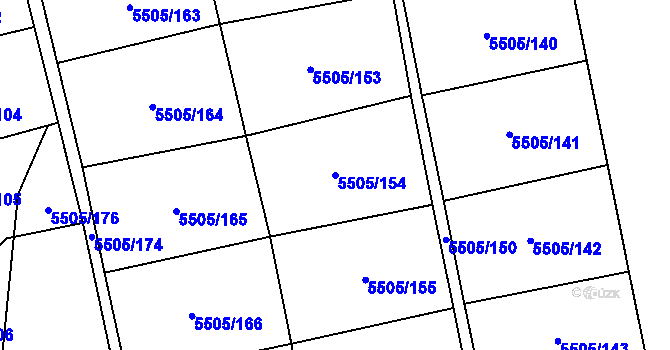 Parcela st. 5505/154 v KÚ Česká Lípa, Katastrální mapa