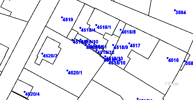 Parcela st. 4518/12 v KÚ Česká Lípa, Katastrální mapa