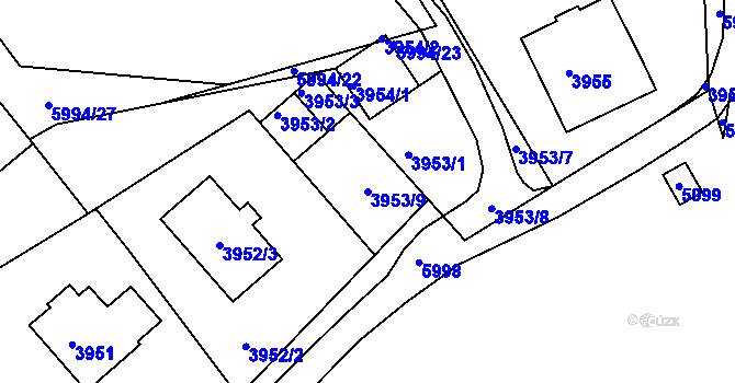 Parcela st. 3953/9 v KÚ Česká Lípa, Katastrální mapa
