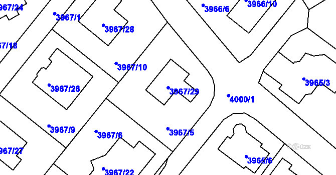 Parcela st. 3967/29 v KÚ Česká Lípa, Katastrální mapa