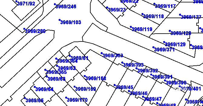 Parcela st. 3969/363 v KÚ Česká Lípa, Katastrální mapa