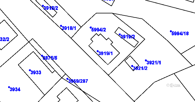 Parcela st. 3919/1 v KÚ Česká Lípa, Katastrální mapa