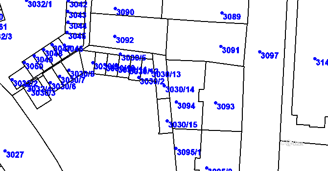 Parcela st. 3030/14 v KÚ Česká Lípa, Katastrální mapa