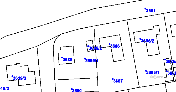 Parcela st. 3689/2 v KÚ Česká Lípa, Katastrální mapa
