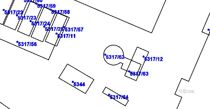 Parcela st. 5317/62 v KÚ Česká Lípa, Katastrální mapa