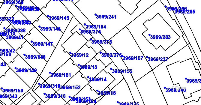 Parcela st. 3969/376 v KÚ Česká Lípa, Katastrální mapa