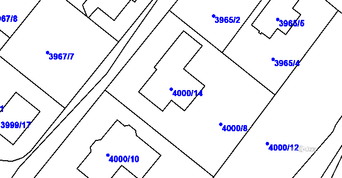 Parcela st. 4000/14 v KÚ Česká Lípa, Katastrální mapa