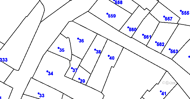 Parcela st. 38 v KÚ Česká Lípa, Katastrální mapa