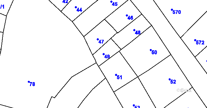 Parcela st. 49 v KÚ Česká Lípa, Katastrální mapa