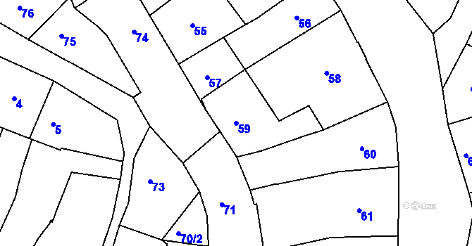 Parcela st. 59 v KÚ Česká Lípa, Katastrální mapa