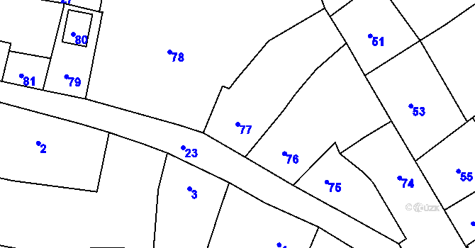 Parcela st. 77 v KÚ Česká Lípa, Katastrální mapa