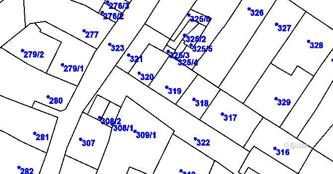 Parcela st. 319 v KÚ Česká Lípa, Katastrální mapa