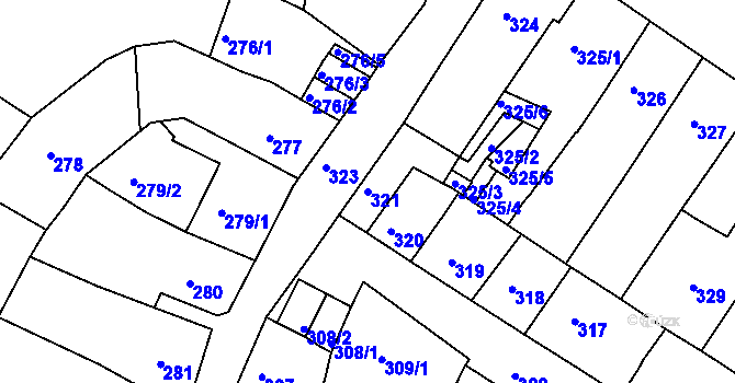 Parcela st. 321 v KÚ Česká Lípa, Katastrální mapa