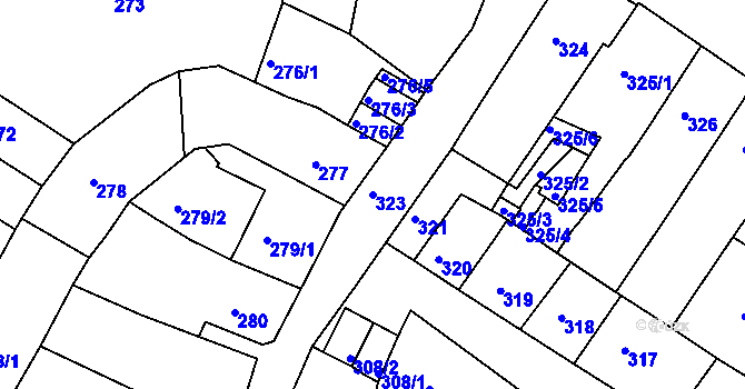 Parcela st. 323 v KÚ Česká Lípa, Katastrální mapa