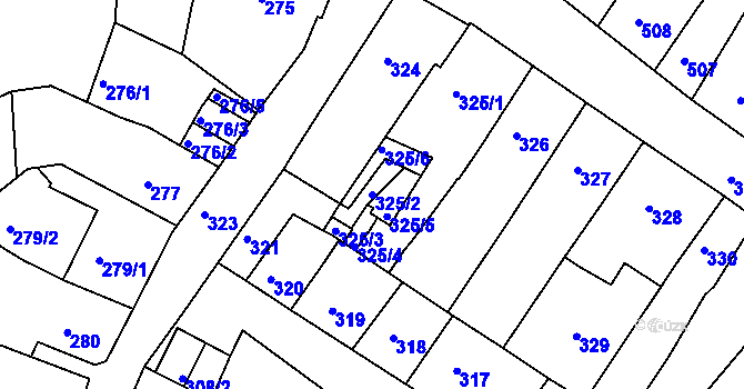 Parcela st. 325/2 v KÚ Česká Lípa, Katastrální mapa