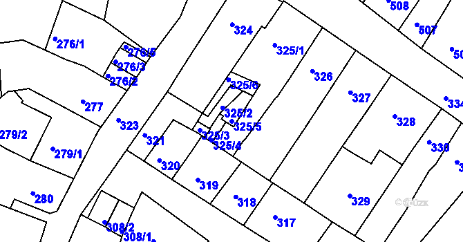 Parcela st. 325/5 v KÚ Česká Lípa, Katastrální mapa