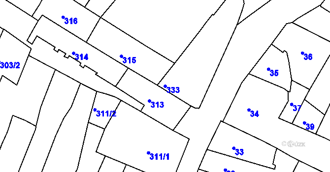 Parcela st. 333 v KÚ Česká Lípa, Katastrální mapa