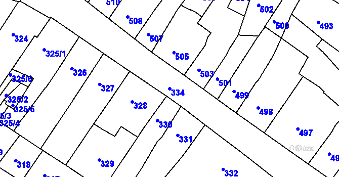 Parcela st. 334 v KÚ Česká Lípa, Katastrální mapa