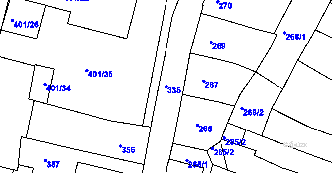 Parcela st. 335 v KÚ Česká Lípa, Katastrální mapa