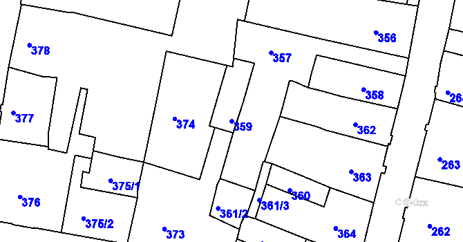Parcela st. 359 v KÚ Česká Lípa, Katastrální mapa