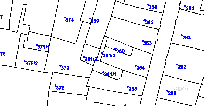 Parcela st. 361/3 v KÚ Česká Lípa, Katastrální mapa