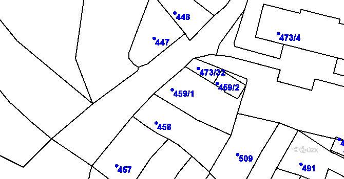 Parcela st. 459/1 v KÚ Česká Lípa, Katastrální mapa